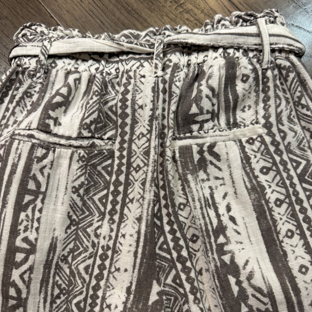 Cali 1850 Paperbag Waist Pants XS Linen Viscose Geometric Print - Picture 10 of 10